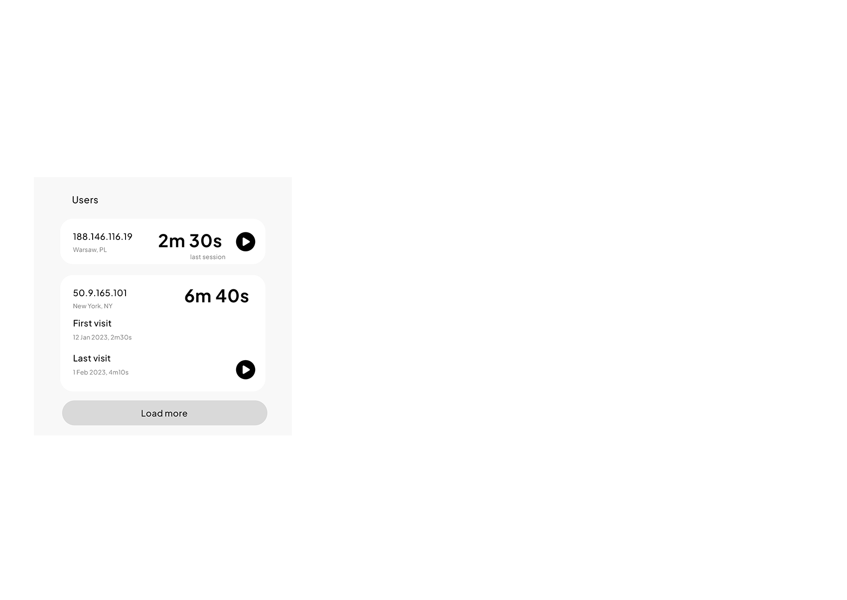 User session screenshot